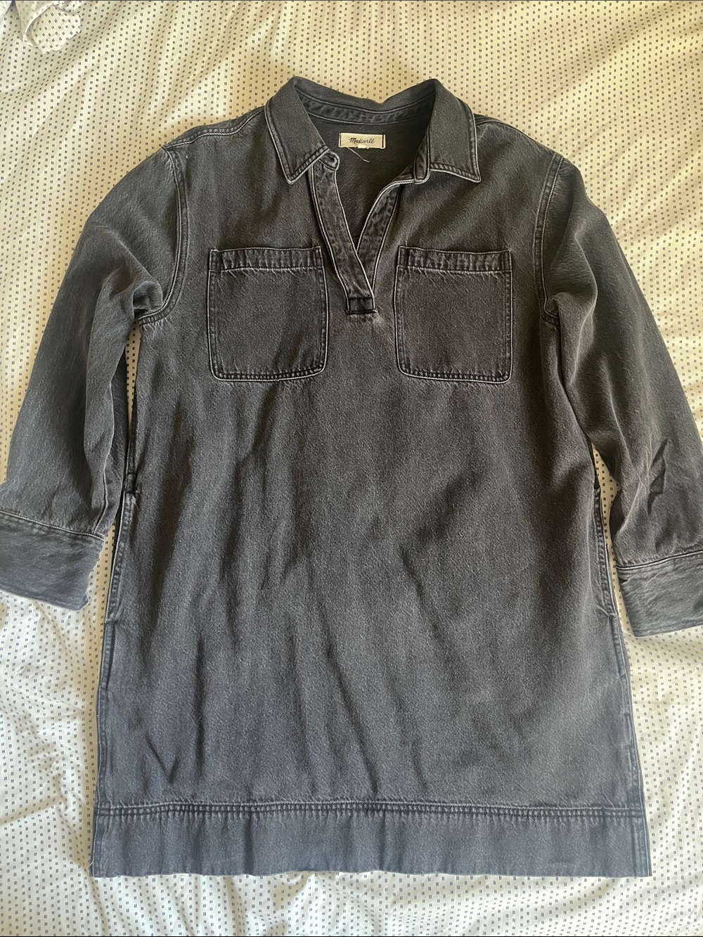 Madewell Washed Denim Shift Dress in Black, XL